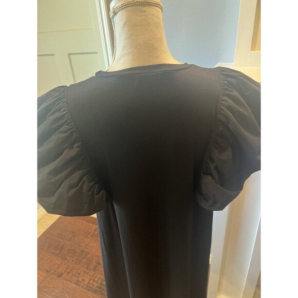 Anthropologie The Impeccable Pig Black Dress With Oversized Ruffle Sleeves SZ L - Picture 7 of 15